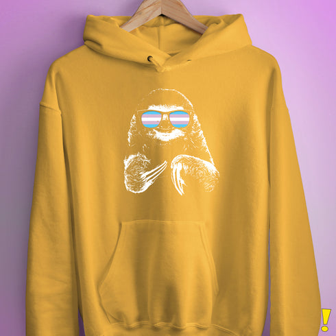 Pride Sloth Transgender Flag Sunglasses Hoodie - Mustard